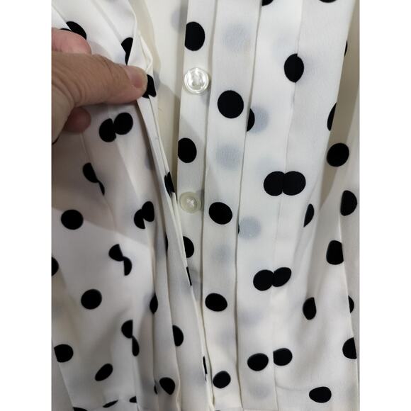 3588) Ann Taylor LOFT Sleeveless Polkadot Black & White Fit and Flare Dress Sz 8 - Picture 4 of 7